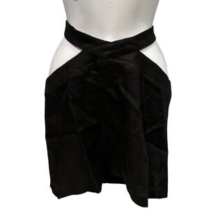 Rumer Avalon Mini Wrap Skirt Black Linen Small New with Tag